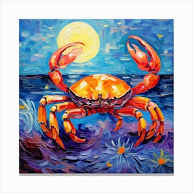 Crab In The Moonlight Canvas Print
