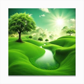 Green Landscape With Trees 1 Canvas Print
