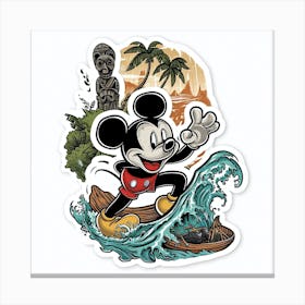 Mickey Mouse Surfboard Canvas Print