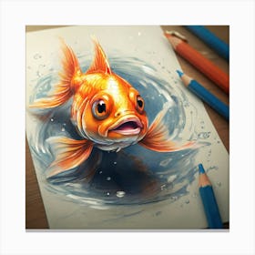 Goldfish Drawing 6 Canvas Print