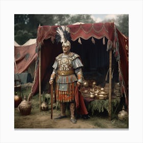 Roman Soldier In A Tent Canvas Print