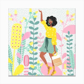Girl In The Flowers Canvas Print