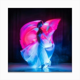 Ethereal Woman Immersed In Neon Hallucinations Fluid Light Cascading Over Her Form Vibrant Color G Canvas Print