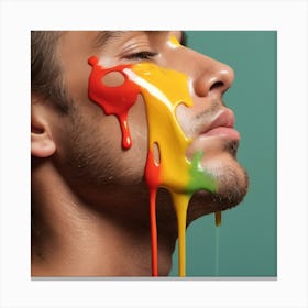sexy Man With Paint On His Face in the style of dripping paint Canvas Print