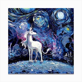 Unicorn Starry Night Print Van Gogh Canvas Print
