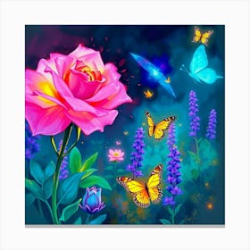 Roses And Butterflies 10 Canvas Print