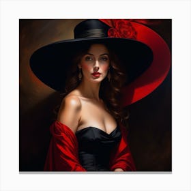 Woman In A Hat 10 Canvas Print