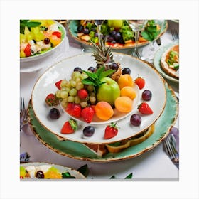 Table Full Of Fruit Canvas Print