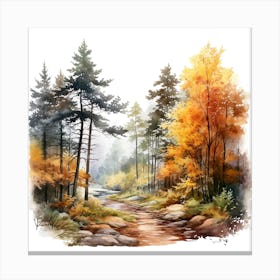 Watercolor Of Autumn Forest 7 Canvas Print