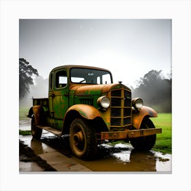 Old Truck In The Rain 1 Canvas Print