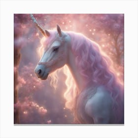 Dreamy Portrait Of A Cute Unicorn In Magical Scenery, Pastel Aesthetic, Surreal Art, Hd, Fantasy, Fa (1) Canvas Print
