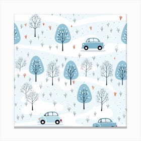 Winter Trees And Cars Canvas Print