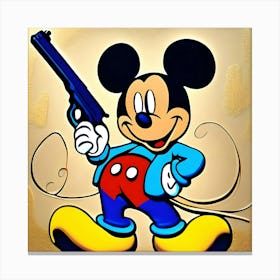 Mickey Mouse Holding A Gun Canvas Print