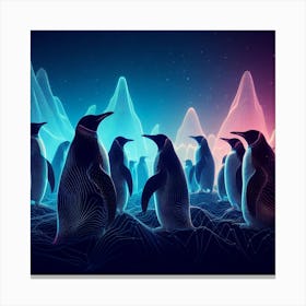 Penguins In Space 1 Canvas Print