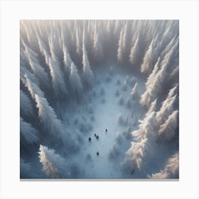 Winter Forest With Visible Horizon And Stars From Above Drone View Sharp Focus Emitting Diodes S (3) Canvas Print