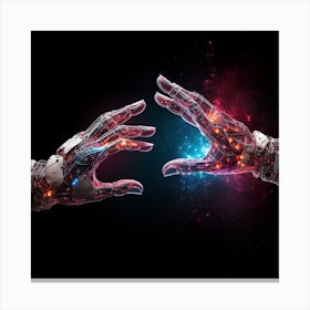 Two Robot Hands Reaching For Each Other Canvas Print