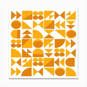 Mid Century Modern Geometric Shapes in Yellow and Ochre Square Canvas Print
