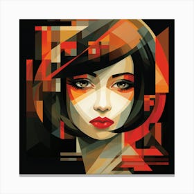 Cubism Shapes Asian Woman 02 Canvas Print