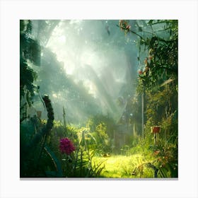 Sunlight peering through Forest Canvas Print