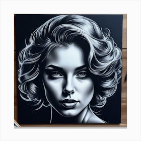 Black And White Portrait Of A Woman 6 Canvas Print