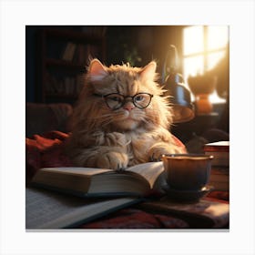 Cat Reading Book Canvas Print