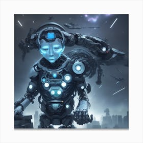 Robot In Space Canvas Print