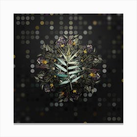 Vintage Bush Cane Flower Wreath on Dot Bokeh Pattern n.0293 Canvas Print