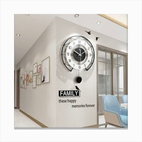 Family Room Wall Clock Canvas Print