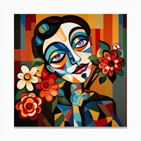 'The Woman With Flowers' Canvas Print