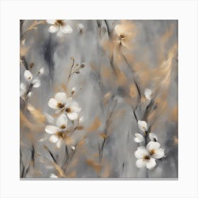 White Flowers On A Gray Background Canvas Print