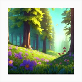Luna Panoramic And Distant Beautiful Sunny Forest In Spring Wi 3 Canvas Print