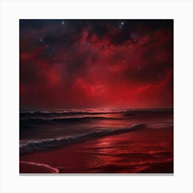 Red Sky Over The Ocean Canvas Print