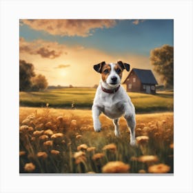 Jack Russell Terrier daffodils Canvas Print