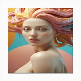 Girl With Colorful Hair 1 Canvas Print