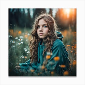 Portrait Of A Girl In A Field Canvas Print