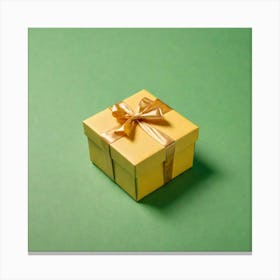 Gift Box On Green Background Canvas Print