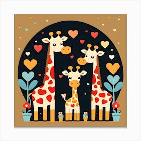 Giraffes minimalist portrait  Canvas Print