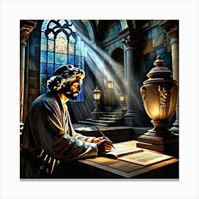 Jesus Writing 2 Canvas Print