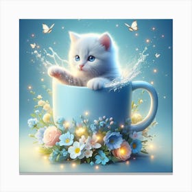 Kitten In A Cup Canvas Print