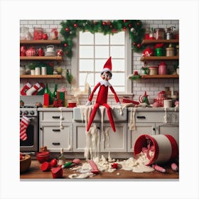 Elf on thee shelf /Who did this mess Canvas Print