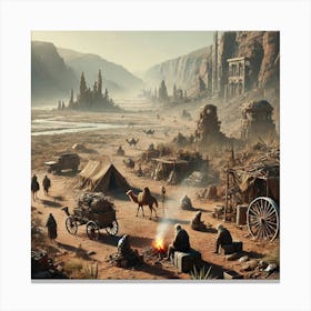 A Scene Depicting Nomadic Tribes On Mars Canvas Print