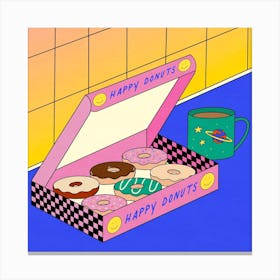 Happy Donuts Square Canvas Print
