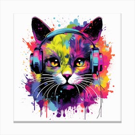 Cat With Headphones Canvas Print