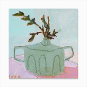 Lottie's Green Vase on Velvet Canvas Print