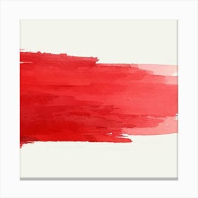 Red Brush Stroke On White Background Canvas Print