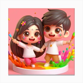 Holi Couple 3 Canvas Print