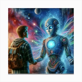 Man And A Robot Canvas Print