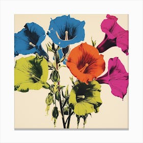 Andy Warhol Style Pop Art Flowers Canterbury Bells 1 Square Canvas Print