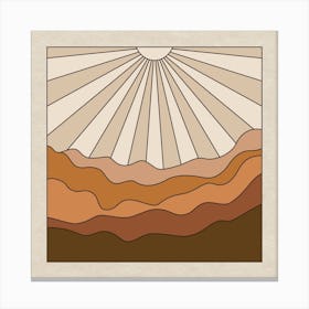 Abstract Sun Rays Square Canvas Print