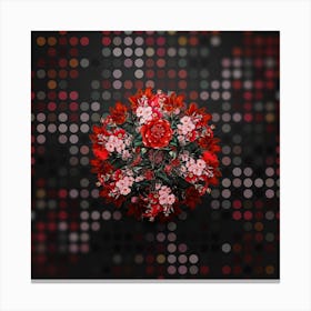 Vintage Mr. Reeves's Crimson Camellia Floral Wreath on Dot Bokeh Pattern n.0728 Canvas Print